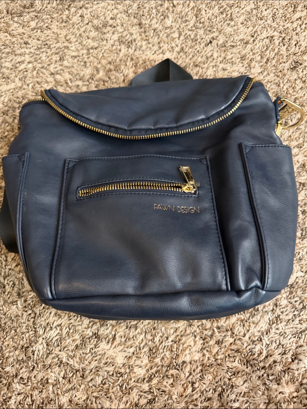 Fawn Design Navy Mini Backpack with Gold Hardware
